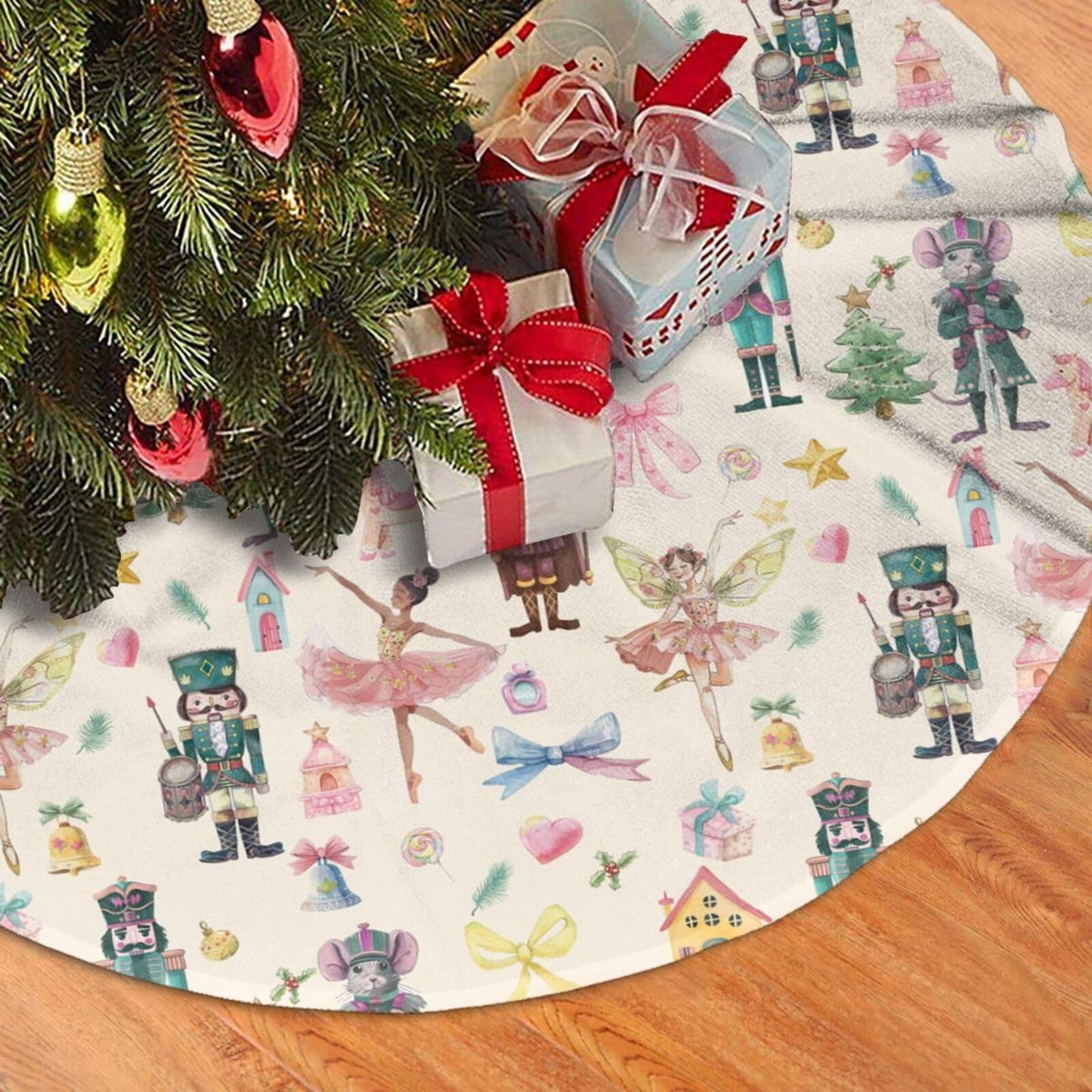 Pink Nutcracker Christmas Tree Skirt 48" Christmas Nutcracker Ballet