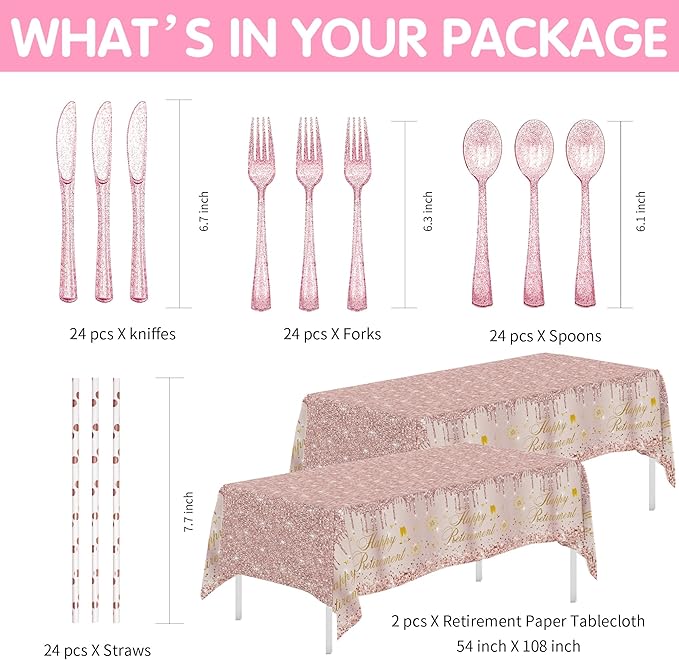 Retirement Decorations For Women Rose Gold Happy Retirement Party