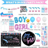 Guns or Glitter Gender Reveal Decorations 169 PCs Boy or Girl Gender