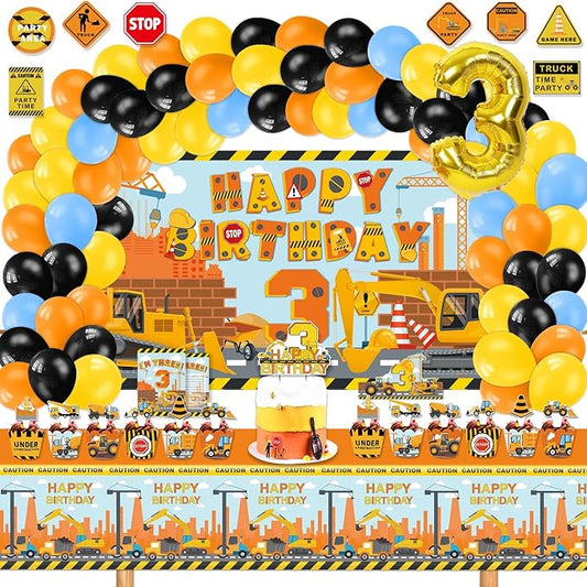 Construction Birthday Party Supplies for 3 Year Old Boy 139 Pcs Dump