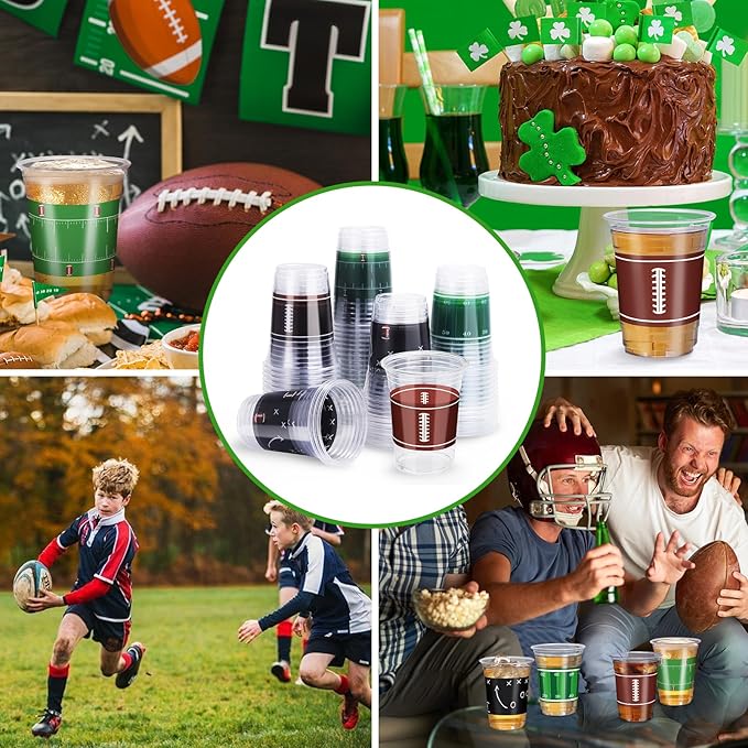 60 Pcs Football Party Cups in Bulk 16 Oz Disposable Plastic Football