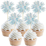 Gyufise 30Pcs Foil Firework Cupcake Toppers Sparkle Tinsel Cake #21