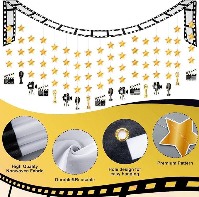 Movie Party Decorations Bulk 12 ft Filmstrip Banner Ceiling Decor