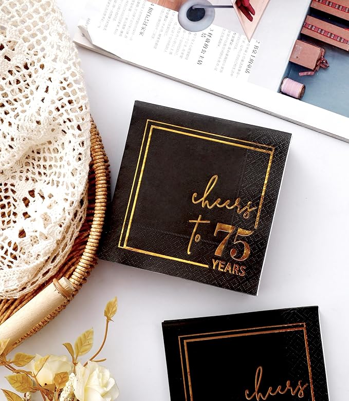 Cheers to Years Cocktail Napkins - 50 PK - 3-Ply Birthday Napkins 5x5