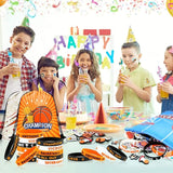 110 Pcs Basketball Party Favors Drawstring Backpack with Keychains
