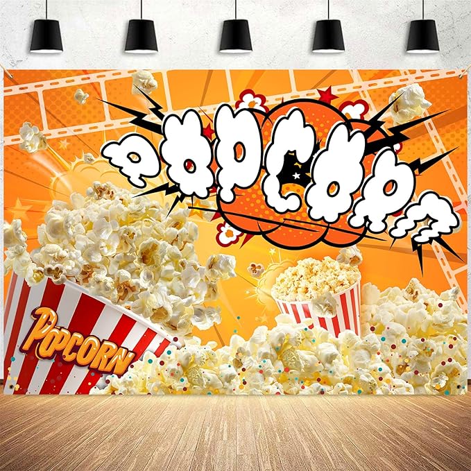 Popcorn Backdrop Movie Night Photography Background Carnival Cinema