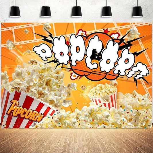 Popcorn Backdrop Movie Night Photography Background Carnival Cinema