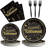 96 Pcs Retirement Party Plates Napkins Tableware Set Happy