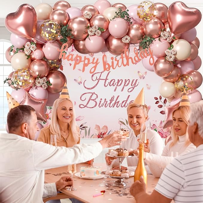Rose Gold Birthday Decorations Rose Gold Pink Nude Balloons Happy