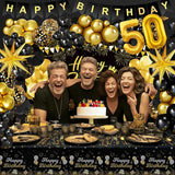 Black and Gold Birthday Decorations for Men Women Black and