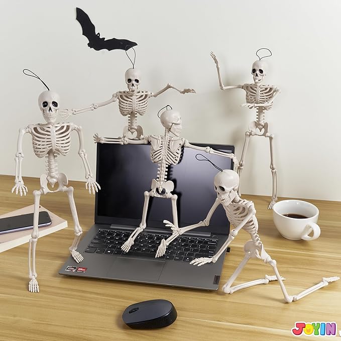 5 PCS Posable Halloween Skeleton Decor 16 Inches Full Body Posable
