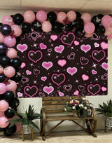Pink Black Heart Backdrop Pink Heart Valentine's Day Photography