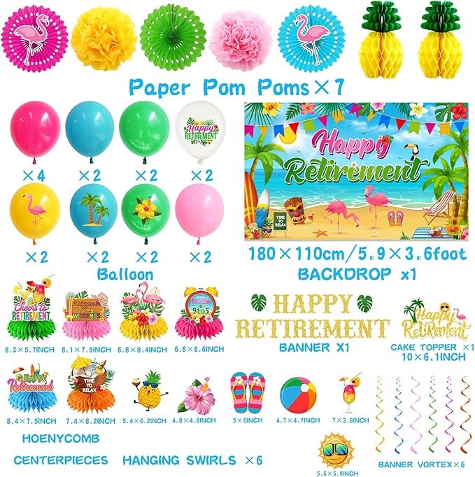 Beach Retirement Party Decorations Aloha Party Decorations includes