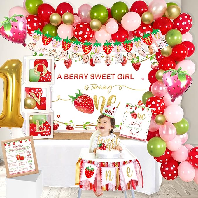 Strawberry 1st Birthday Decorations Party Supplies Strawberry Sweet
