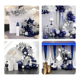 130pcs Navy Blue and Silver Balloon Garland Arch Kit with 3pcs Silver