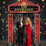 3 Pcs Casino Movie Night Porch Sign Banner with Black Foil Fringe
