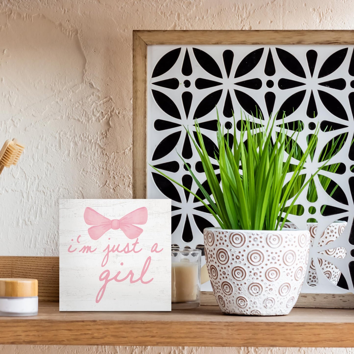 CUANFDDSF Trendy Pink Bow Coquette Room Decor Wooden Box Sign,