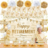 20pcs Retirement Party Decorations for Women Men Gold Happy