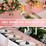 Breling 8 Pack White and Rose Gold Disposable Plastic Tablecloths and