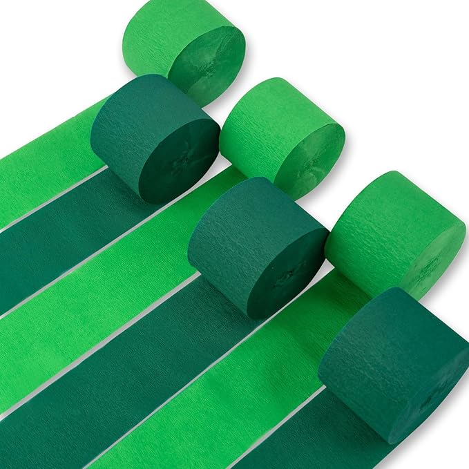 PartyWoo Green Crepe Paper Streamers 6 Rolls 492 ft Pack of Hunter