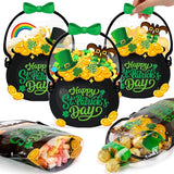 50 Pcs St Patrick's Day Gift Bags Black Cauldron Plastic Pouches