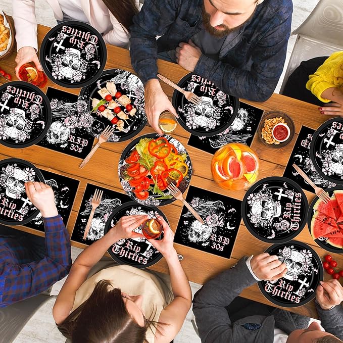 100 Pcs 40th Birthday Party Supplies Death to My 30s Paper Plates