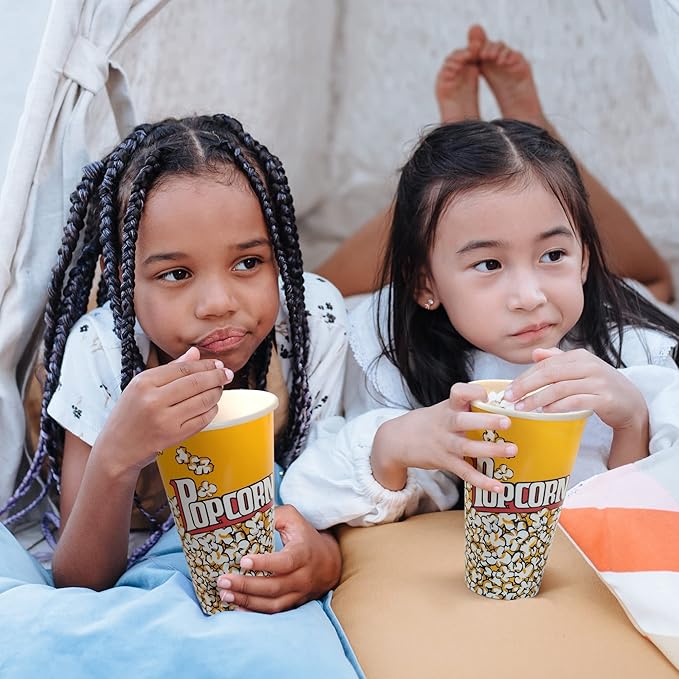 Novelty Place Retro Style Plastic Popcorn Containers for Movie Night