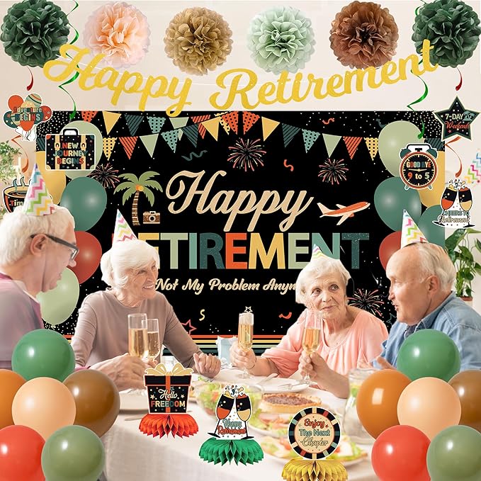 Retirement Decorations for Men Women Colorful Vintage Retirement