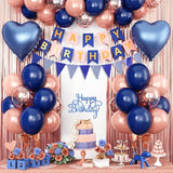 Navy Blue Rose Gold Birthday Decorations Happy Birthday Banner