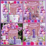 Pink Purple 1st Birthday Party Decorations for Girls Number 1