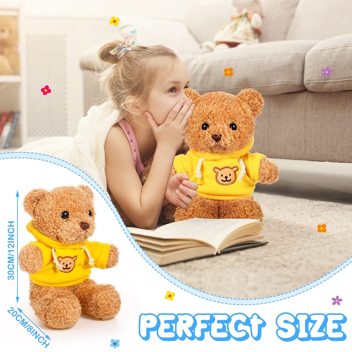 HyDren 5 Pcs Bears Stuffed Animal Soft Plush Toys Valentine 12 Inches