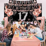 17th Birthday Decorations for Teen Girls Black Rose Gold Party Kit