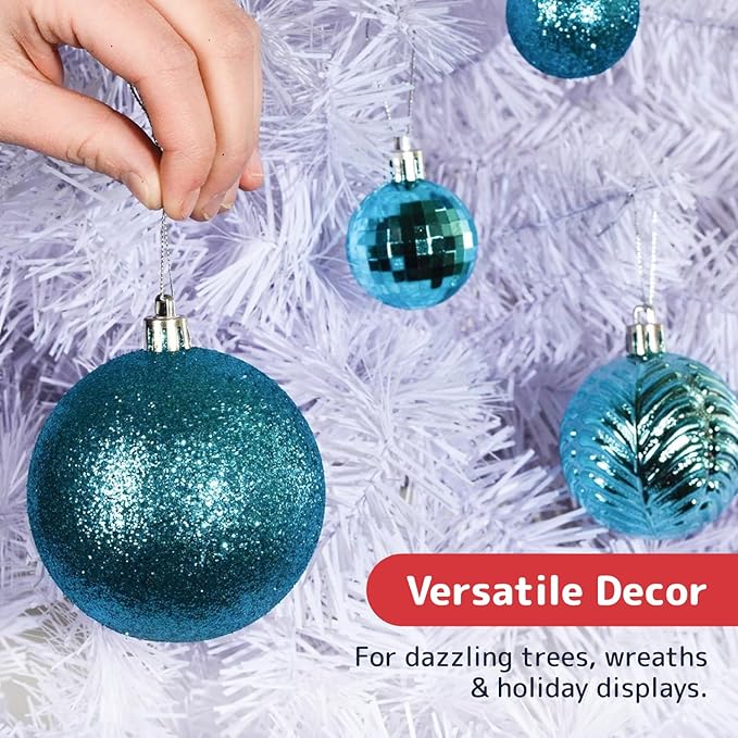 Prextex 36 Piece Christmas Ornaments Set - Acid Blue Christmas Tree