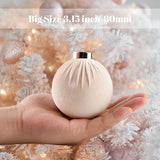 Velvet Ornaments for Christmas Tree Decorations - Beige Xmas Ball