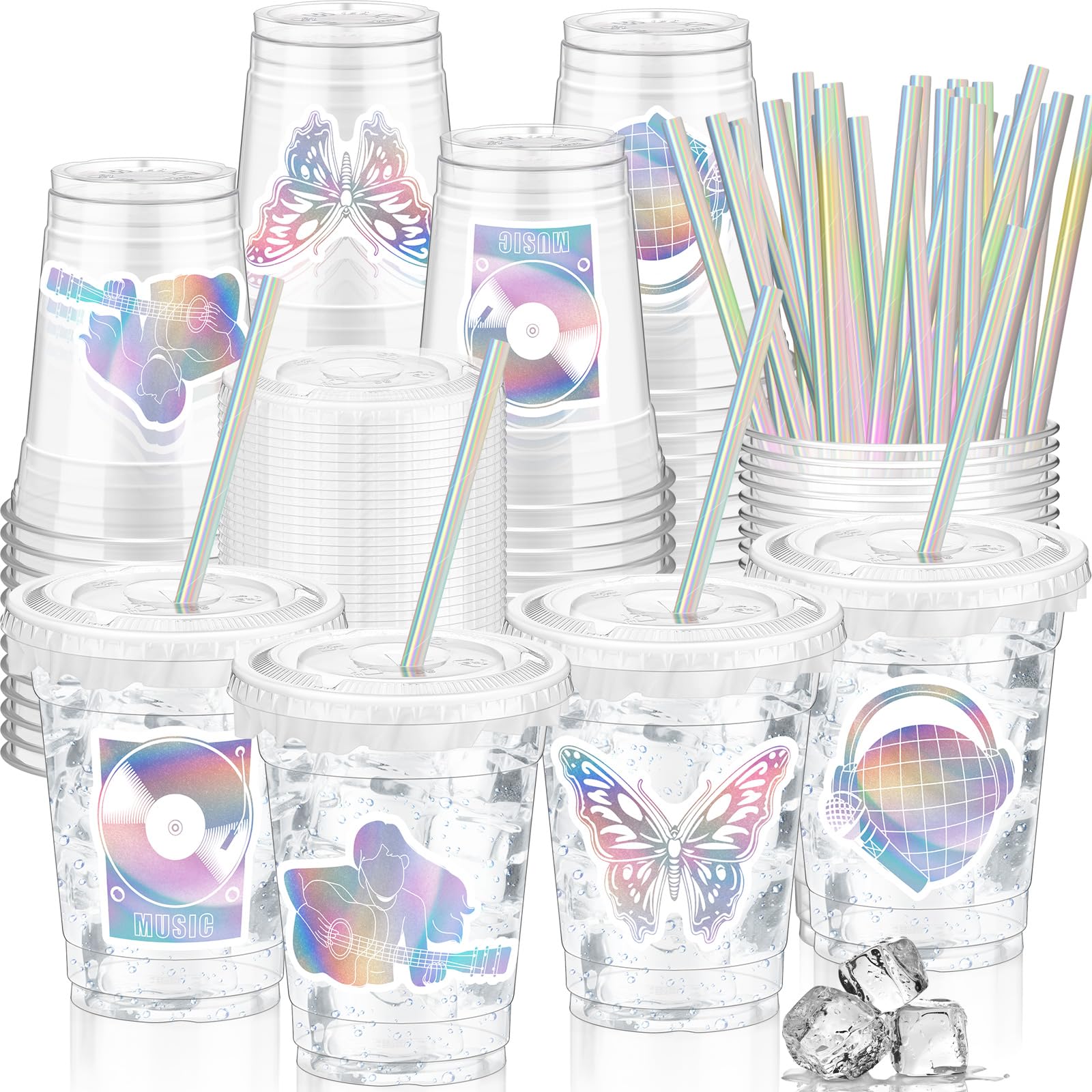Domensi 50 Pcs Singer Birthday Party Pink Purple Music Theme Party