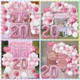 20th Birthday Decorations for Girls Pink Number 20 Balloon Bow