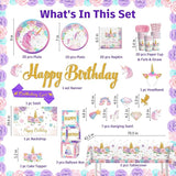cocomigo 246PCS Unicorn Birthday Decorations Set All in One Party