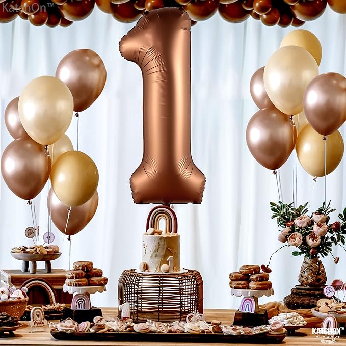 KatchOn, Brown 1 Balloon Number - 40 Inch, Helium Supported | Foil