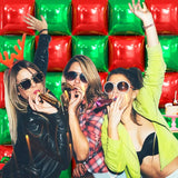 25PCS Christmas Balloons Red Green Square Foil Balloon Wall Backdrop