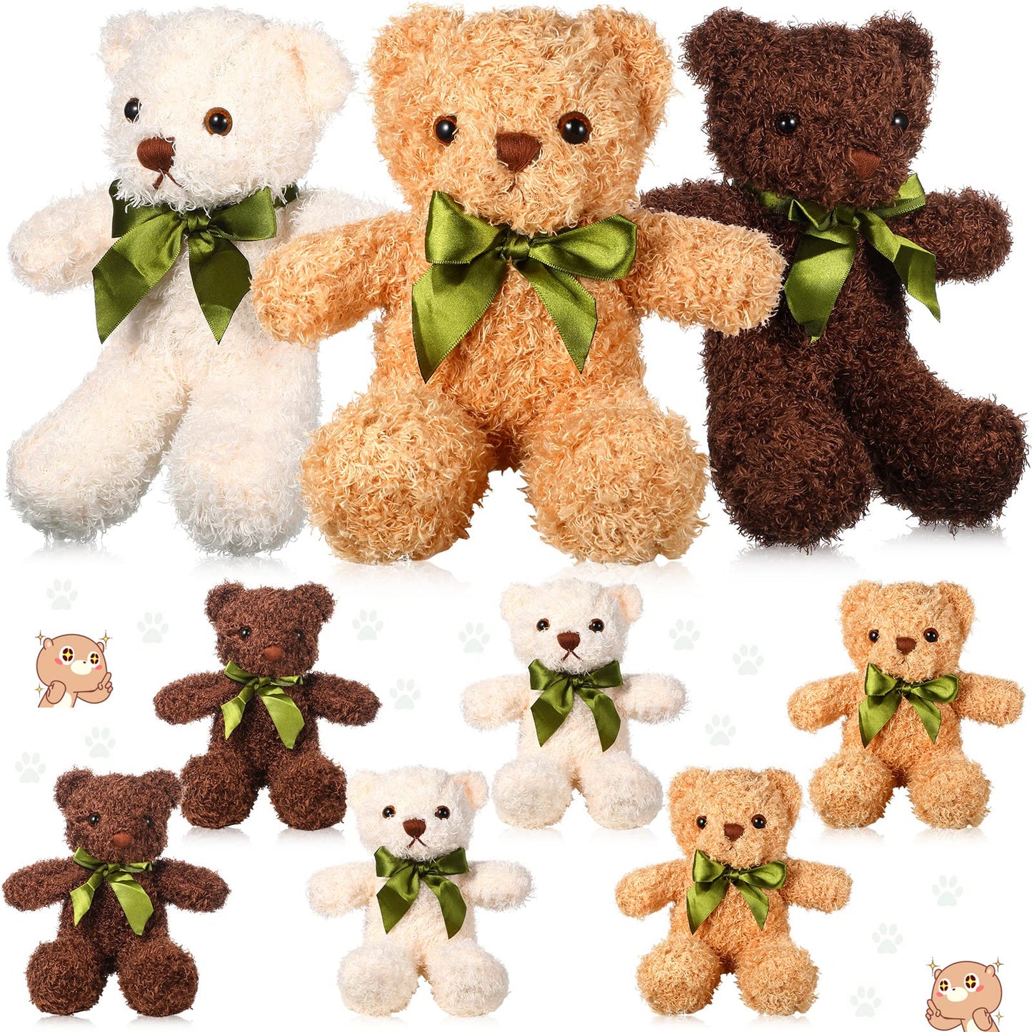 Zhanmai 9 Pieces Cute Bear Stuffed Animals 10 Inch Soft Plush Stuffed