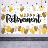Happy Retirement Decorations Gold Large Balloon Banner Backdrop Sign