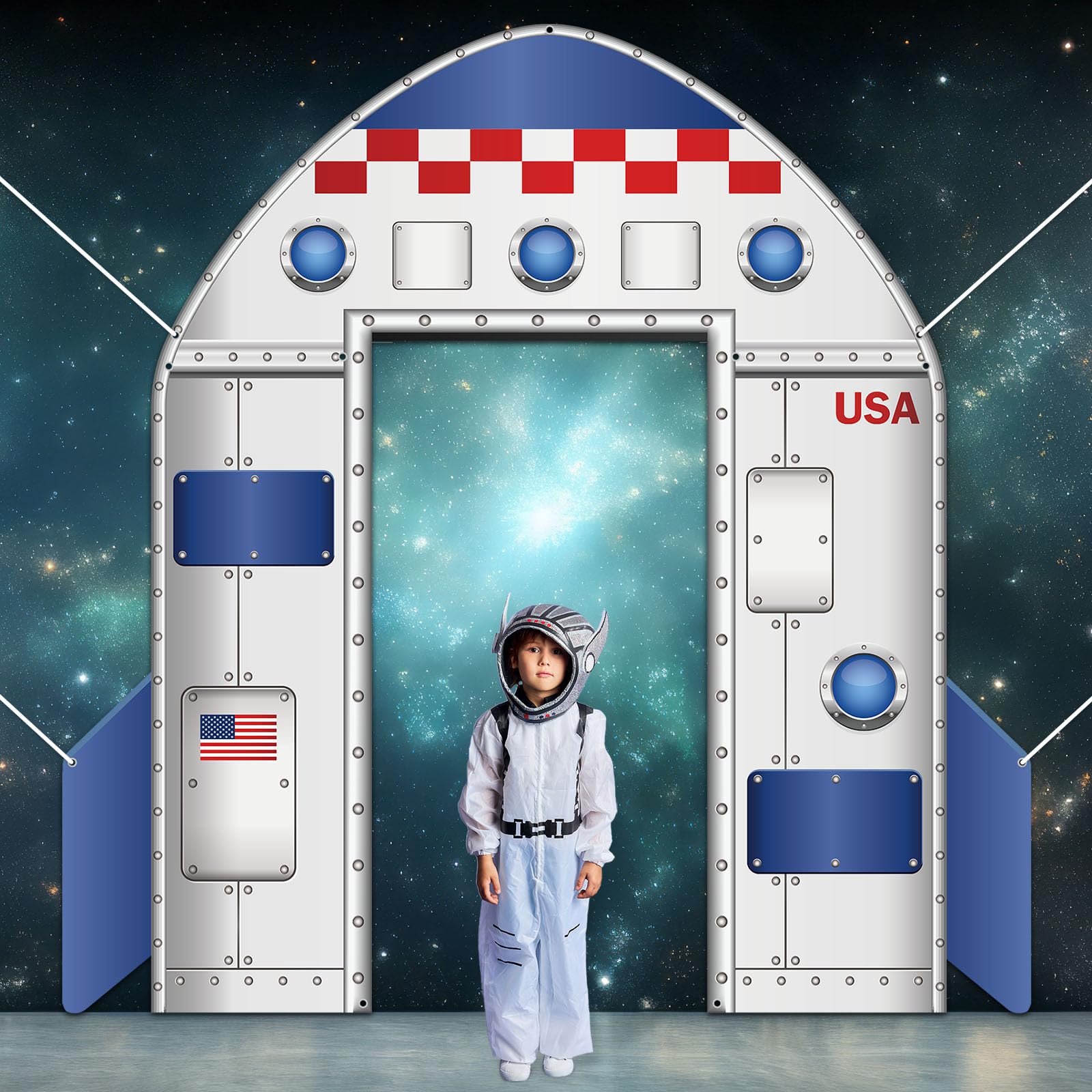 Outer Space Door Cover Galaxy Alien Theme Door Decoration Outer Space