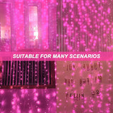Curtain Lights, Pink Room Decor 8 Modes LED String Lights for Garden,