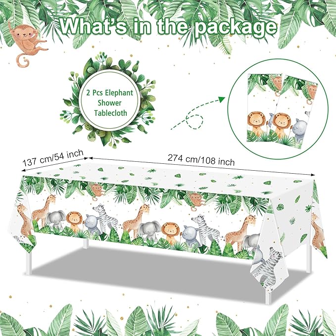 170 Pcs Jungle Safari Baby Shower Tableware Animals Theme Party