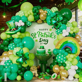 St Patrick's Day Balloon Garland Arch Kit Green Gold White Balloons