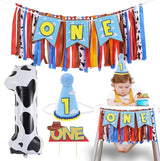 Cartoon Toy Highchair Banner for Baby First Birthday Party