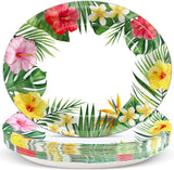 50Pcs Hawaiian Luau Oval Plates Aloha Floral Disposable Plates 11 x