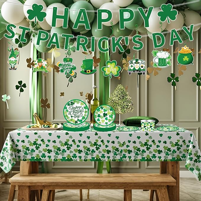 106PCS St Patrick's Day Plates and Napkins Set St Patricks Day