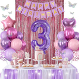 Pink Purple 3rd Birthday Party Decorations for Girls Number 3