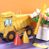 Construction Dump Truck Piñata with Blindfold and Bat Party Decor